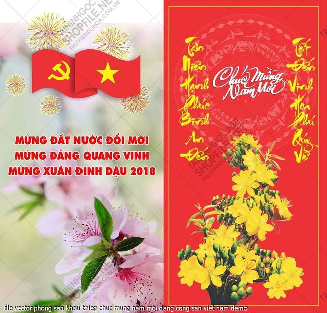 file vector phong san khau thiep chuc mung nam moi dang cong san viet nam